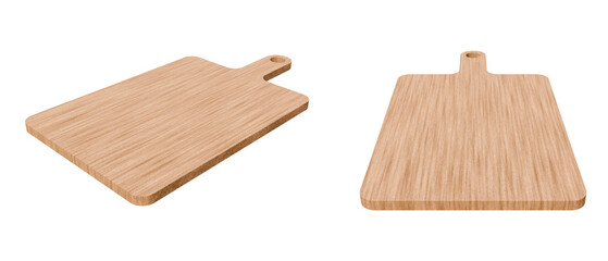 Fototapeta premium Wooden board for cutting food on a isolated background. Wooden cutting kitchen board isolated. Wooden cutting or serving board.
