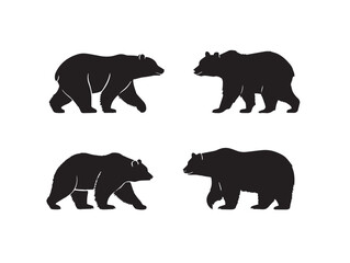 Minimal Bear Silhouette Vector Icons for Stock Illustrations  