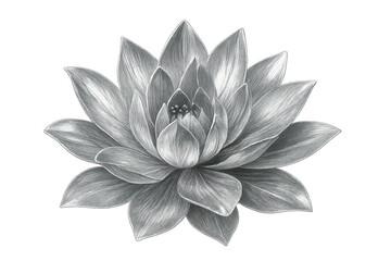 Obraz premium Detailed pencil drawing of a blooming water lily, isolated on a transparent background, perfect for nature-inspired designs