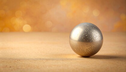Abstract Metallic Sphere with Golden Bokeh Background