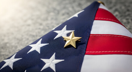 American Flag with Gold Star Lapel Pin, Symbol of Honor and Sacrifice