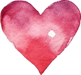Vector watercolor painted heart symbol. Hand drawn design element isolated on white background.