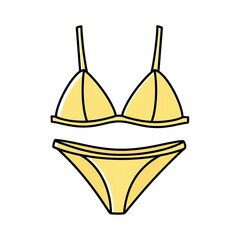 Yellow Bikini Illustration Summer Fashion Beachwear Swimsuit Design Isolated Vector Graphic Art