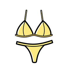 Yellow Triangle Bikini Illustration  Summer Fashion Icon Vector Graphic Design for Beachwear Advertisement