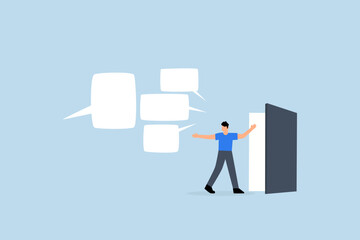 Exit interview, Businessman employee who had quit was at the door, having a conversation with someone before leaving