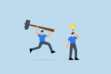 Jealousy colleague, businessman new idea for a lightbulb was destroyed when he was hit by a colleague from behind