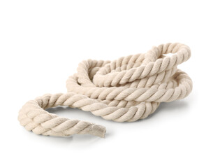 Rolled rope on white background