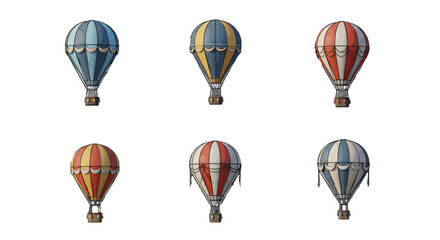 Obraz premium Vintage hot air balloons vector icon set with six designs