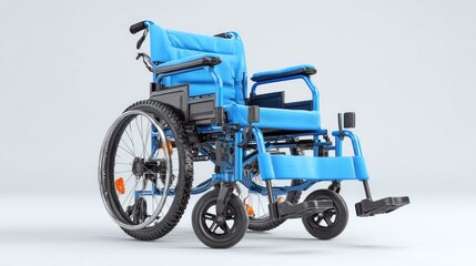 Fototapeta premium Blue Wheelchair Isolated on White