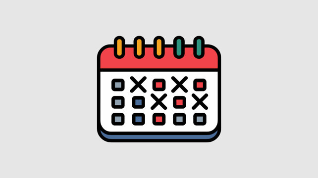 Vector calendar with crossed out days and checkbox tracker – Suitable for habit tracking visuals, productivity content, or lifestyle blogs