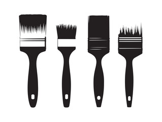 Stylish Brush Silhouette Icon Collection for Creative Stock Designs  