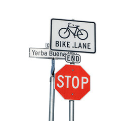 Bike Lane sign in transparent PNG format in San Francisco, Promoting the healthy travel habits 