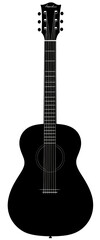 silhouette guitar, black color only, vector style, simple design, white background, no shadow in the middle of transparent png