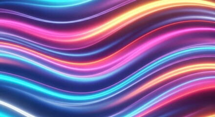 Vibrant neon light streaks forming wavy pattern