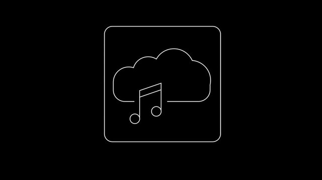 Linear icon. Music cloud on a black background. 4K