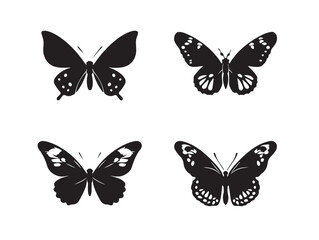 Flying Butterfly Icon Silhouette Collection in Clean Vector
