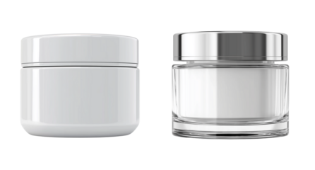 Blank packaging clear cosmetic cream pot on transparent background, png file