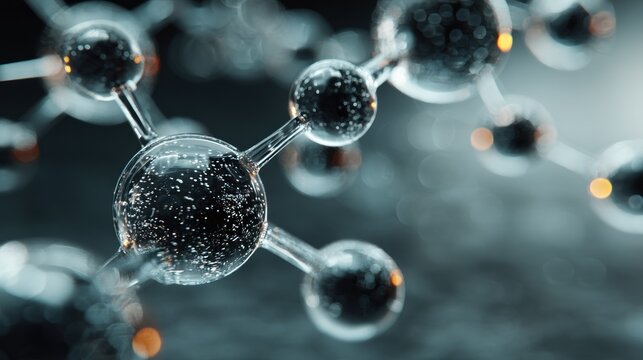 Captivating molecular structure display with transparent spheres and connectors