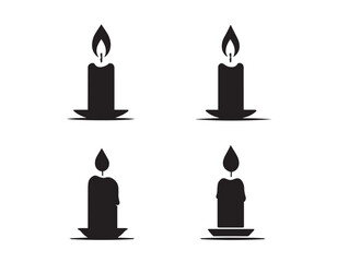 Elegant Candle Icon Silhouette Set in Clean Vector