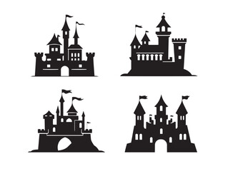 Obraz premium Medieval Castle Silhouette Icon in Minimal Vector Format