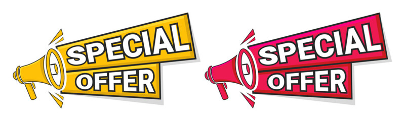 Special Offer Banner Megaphone Announcement Sale Label