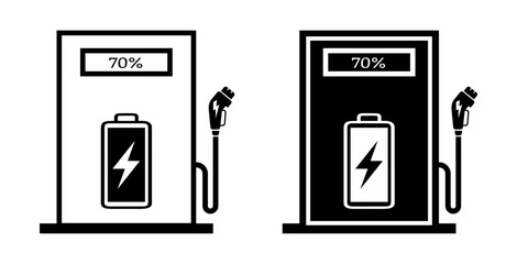Electric Vehicle Charging Station Icon Battery Power