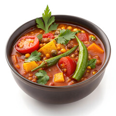 A vibrant and spicy South Indian sambhar curry, loaded with mixed vegetables tangy, flavorful