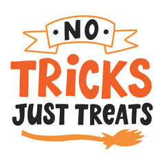 No Tricks Just Treats Halloween dog fun lettering