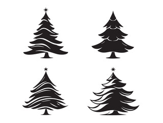 Obraz premium Christmas Tree Silhouette Icon in Holiday Vector Design