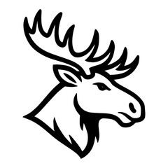 Vector line art illustration Of A Moose Head.