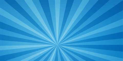Blue abstract background with radiant rays and sunburst design