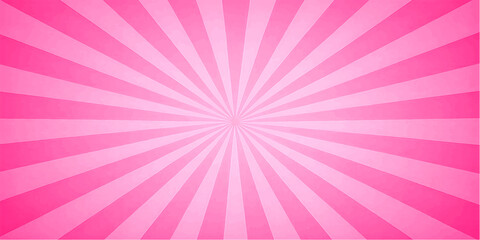 Pink abstract background with radiant rays and retro sunburst design