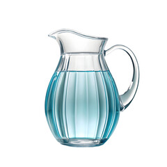 Glass Pitcher Filled with Light Blue Water graphic isolated on a transparent background