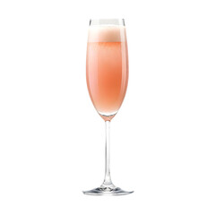 Pink Champagne Flute with Foam and Bubbles drink beverage isolated on a transparent background