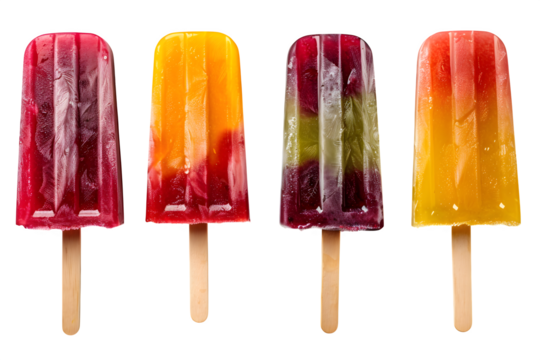 Arranged Row Different Flavors Glossy Frozen Textures Commercial Product Mockup Isolated Transparent Web Print Copy Space Template Branding Social Media Poster Banner Marketing Ecommerce SEO Optimized