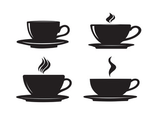 Hot Coffee Cup Symbol Collection in Minimalist Silhouette Format