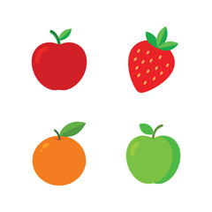 Fruits and seasonal icons set.