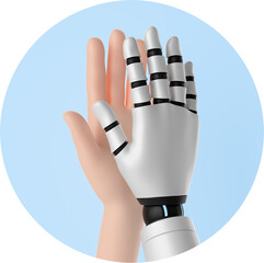 AI assistant and human hands high five