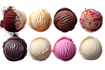 Gradient Cream Top View Photography Isolated Transparent Background Set Ice Scoops Arranged Colors Dark Copy Space Template Branding Social Media Poster Banner Marketing Ecommerce Web Pr SEO Optimized