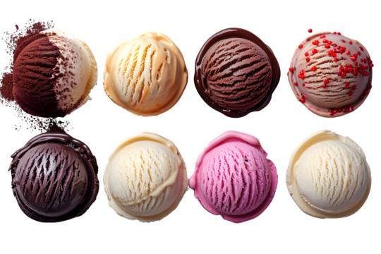 Gradient Cream Top View Photography Isolated Transparent Background Set Ice Scoops Arranged Colors Dark Copy Space Template Branding Social Media Poster Banner Marketing Ecommerce Web Pr SEO Optimized