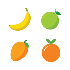 Fruits icons and fall seasonal elements illustration set.