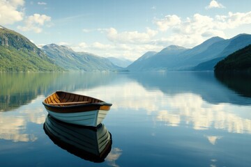 Obraz premium Scenic reflection of mountains in calm lake