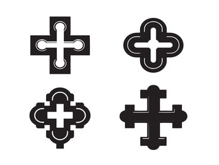 Obraz premium Christian Cross Icons Pack in Smooth Silhouette Vector Artwork