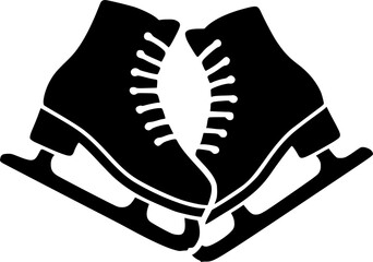 Figure Skating Boots Vector, Minimal Black Silhouette for Ice Sports and Winter Fashion Design