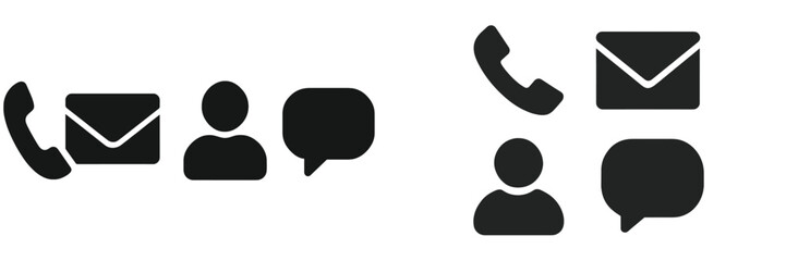 Communication icons representing various means of contact including phone calls, messaging, and email exchanges