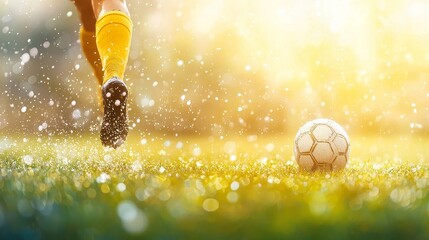 Dynamic soccer action outdoor field sports photography sunlit environment close-up view motion capture for seo impact