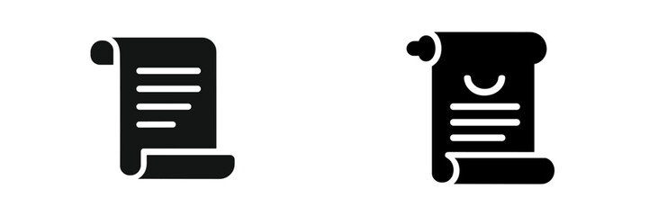 Classic scroll icons illustrating ancient manuscripts or documents perfect for graphic design or educational materials