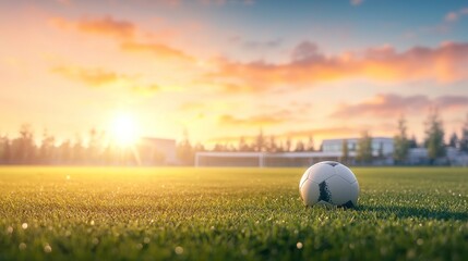 Exciting soccer match at sunrise outdoor field sports photography vibrant atmosphere low angle team spirit