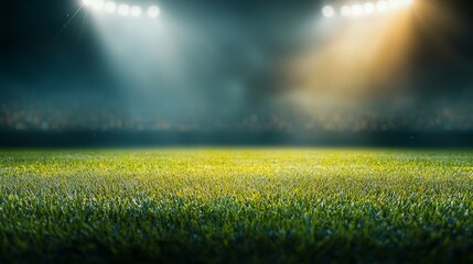 Exciting soccer match on lush field stadium sports photography nighttime action-packed atmosphere