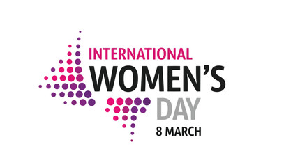 Vector illustration of international womens day graphic with the text international womens day 8 march and a colorful dotted pattern